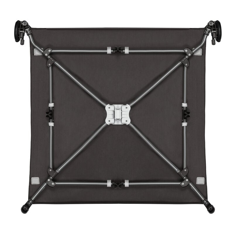 Tarc de joaca copii, Lionelo, Bonnie, Pana la 15 kg, 100 x 100 cm, Pliere compacta, Include geanta de transport, Din plasa, Cu intrare laterala cu fermoar, Cu roti, Cu salteluta din spuma, Conform cu EN12227, Gri inchis