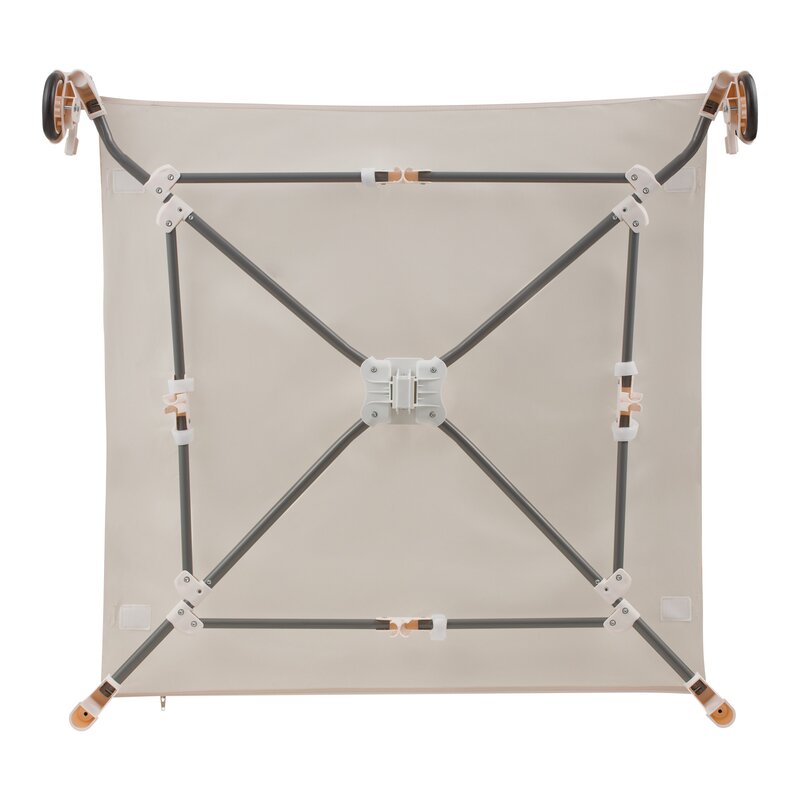 Tarc de joaca copii, Lionelo, Bonnie, Pana la 15 kg, 100 x 100 cm, Pliere compacta, Include geanta de transport, Din plasa, Cu intrare laterala cu fermoar, Cu roti, Cu salteluta din spuma, Conform cu EN12227, Bej