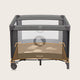 Tarc de joaca copii, Lionelo, Bonnie, Pana la 15 kg, 100 x 100 cm, Pliere compacta, Include geanta de transport, Din plasa, Cu intrare laterala cu fermoar, Cu roti, Cu salteluta din spuma, Conform cu EN12227, Gri inchis