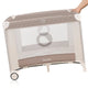 Tarc de joaca copii, Lionelo, Bonnie, Pana la 15 kg, 100 x 100 cm, Pliere compacta, Include geanta de transport, Din plasa, Cu intrare laterala cu fermoar, Cu roti, Cu salteluta din spuma, Conform cu EN12227, Bej
