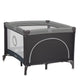 Tarc de joaca copii, Lionelo, Bonnie, Pana la 15 kg, 100 x 100 cm, Pliere compacta, Include geanta de transport, Din plasa, Cu intrare laterala cu fermoar, Cu roti, Cu salteluta din spuma, Conform cu EN12227, Gri inchis