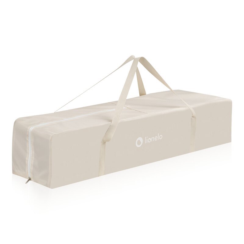 Tarc de joaca copii, Lionelo, Bonnie, Pana la 15 kg, 100 x 100 cm, Pliere compacta, Include geanta de transport, Din plasa, Cu intrare laterala cu fermoar, Cu roti, Cu salteluta din spuma, Conform cu EN12227, Bej - gogobaby.ro