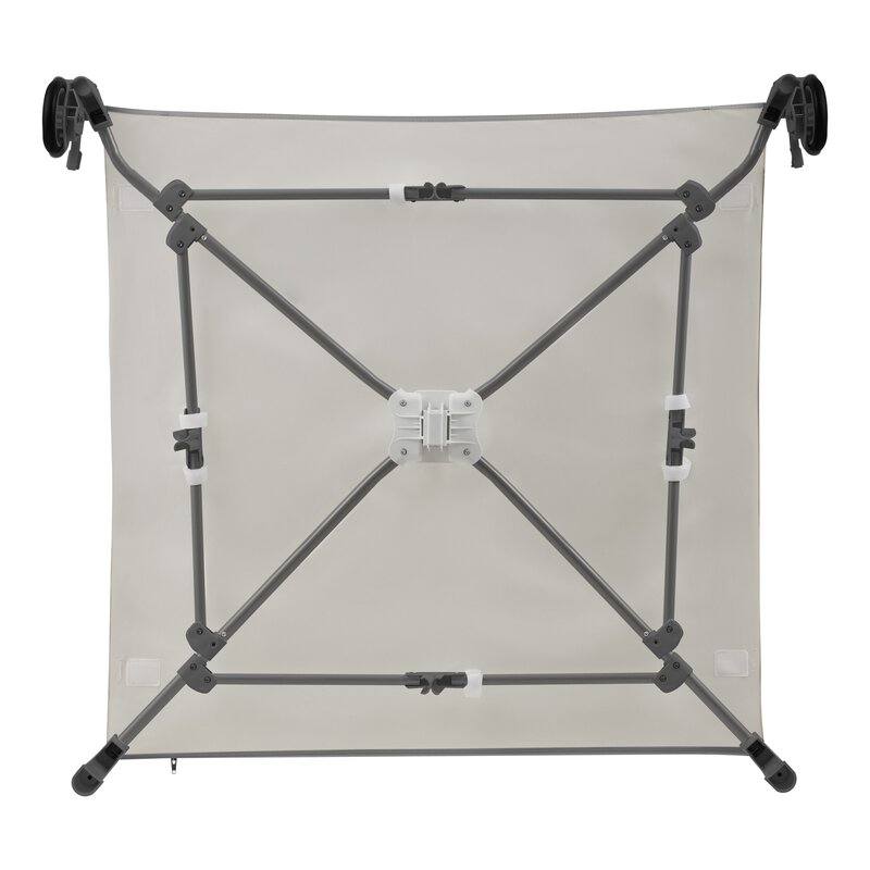 Tarc de joaca copii, Lionelo, Bonnie, Pana la 15 kg, 100 x 100 cm, Pliere compacta, Include geanta de transport, Din plasa, Cu intrare laterala cu fermoar, Cu roti, Cu salteluta din spuma, Conform cu EN12227, Gri deschis