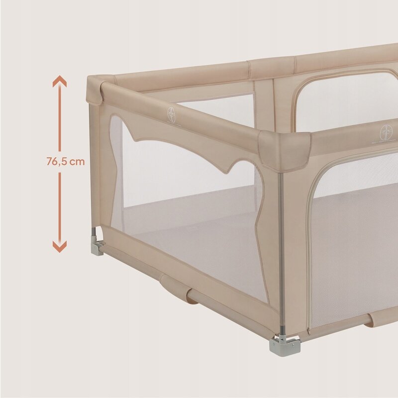 Tarc de joaca copii, Lionelo, Florence Easy Fold, 150 x 180 x 75 cm, Pliere, depliere automata, Include geanta de transport, Din plasa, Cu doua intrari laterale, 0-48 luni, Conform cu EN12227, Bej - gogobaby.ro