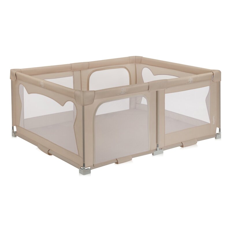 Tarc de joaca copii, Lionelo, Florence Easy Fold, 150 x 180 x 75 cm, Pliere, depliere automata, Include geanta de transport, Din plasa, Cu doua intrari laterale, 0-48 luni, Conform cu EN12227, Bej