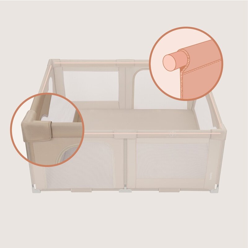 Tarc de joaca copii, Lionelo, Florence Easy Fold, 150 x 180 x 75 cm, Pliere, depliere automata, Include geanta de transport, Din plasa, Cu doua intrari laterale, 0-48 luni, Conform cu EN12227, Bej - gogobaby.ro