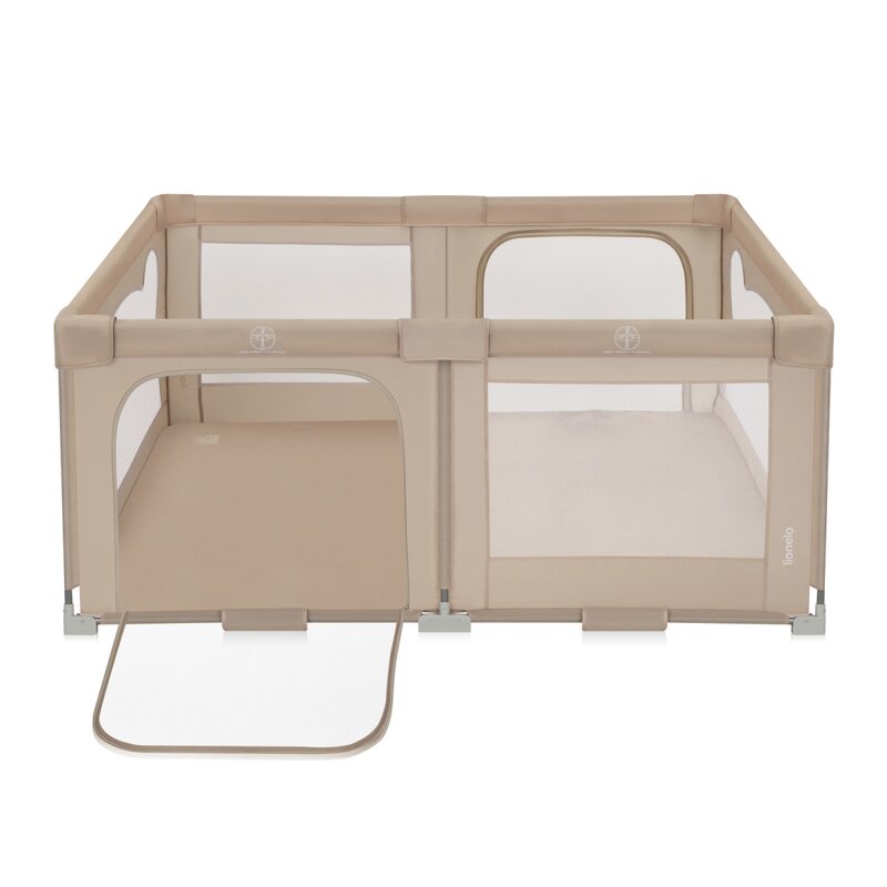 Tarc de joaca copii, Lionelo, Florence Easy Fold, 150 x 180 x 75 cm, Pliere, depliere automata, Include geanta de transport, Din plasa, Cu doua intrari laterale, 0-48 luni, Conform cu EN12227, Bej - gogobaby.ro