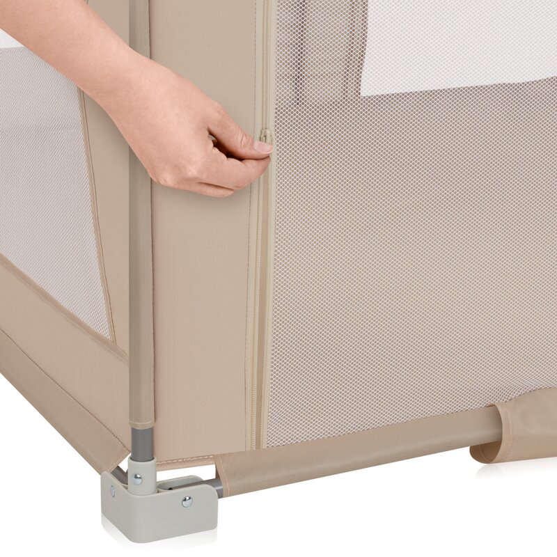 Tarc de joaca copii, Lionelo, Florence Easy Fold, 150 x 180 x 75 cm, Pliere, depliere automata, Include geanta de transport, Din plasa, Cu doua intrari laterale, 0-48 luni, Conform cu EN12227, Bej - gogobaby.ro