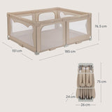 Tarc de joaca copii, Lionelo, Florence Easy Fold, 150 x 180 x 75 cm, Pliere, depliere automata, Include geanta de transport, Din plasa, Cu doua intrari laterale, 0-48 luni, Conform cu EN12227, Bej
