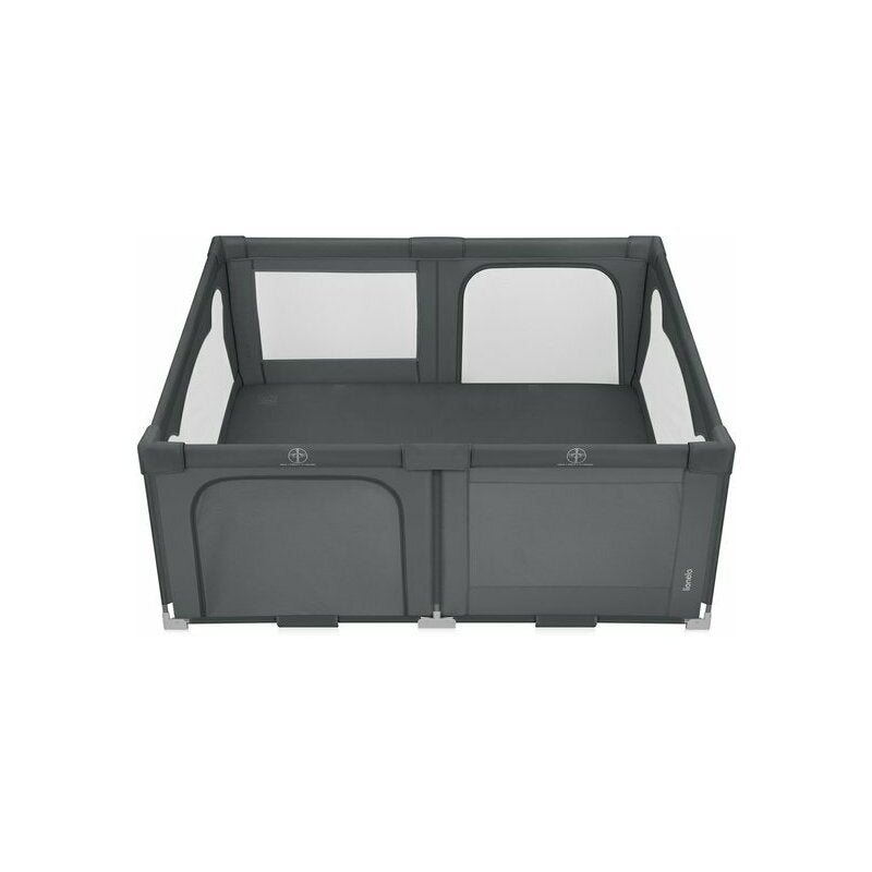 Tarc de joaca copii, Lionelo, Florence Easy Fold, 150 x 180 x 75 cm, Pliere, depliere automata, Include geanta de transport, Din plasa, Cu doua intrari laterale, 0-48 luni, Conform cu EN12227, Gri