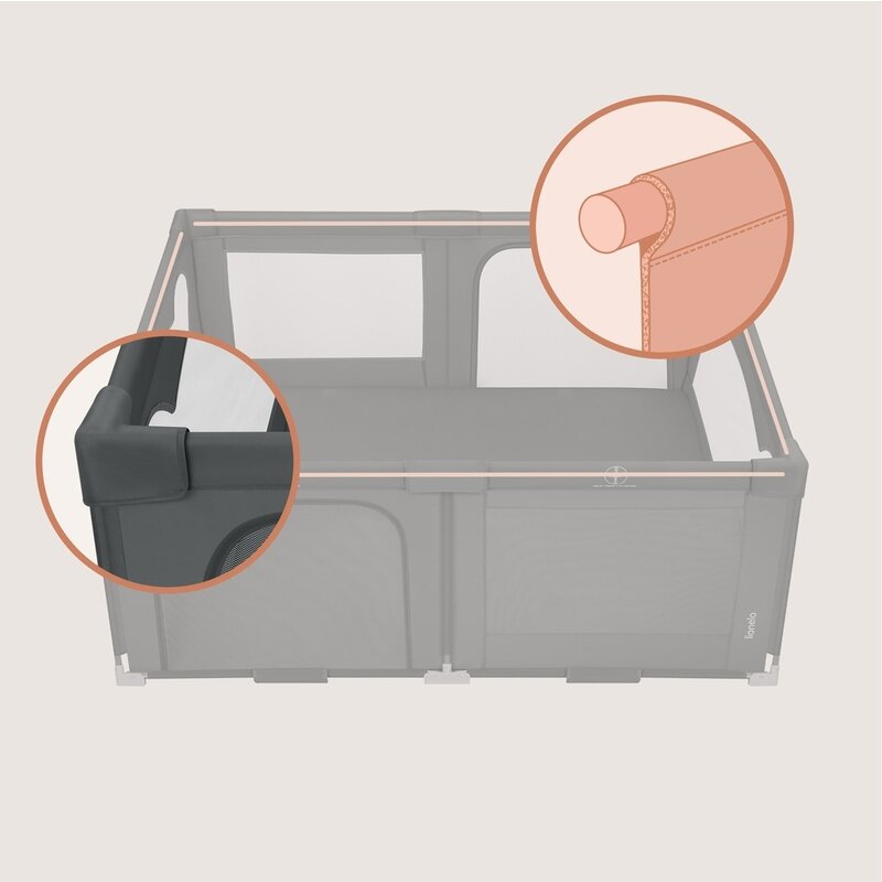 Tarc de joaca copii, Lionelo, Florence Easy Fold, 150 x 180 x 75 cm, Pliere, depliere automata, Include geanta de transport, Din plasa, Cu doua intrari laterale, 0-48 luni, Conform cu EN12227, Gri - gogobaby.ro