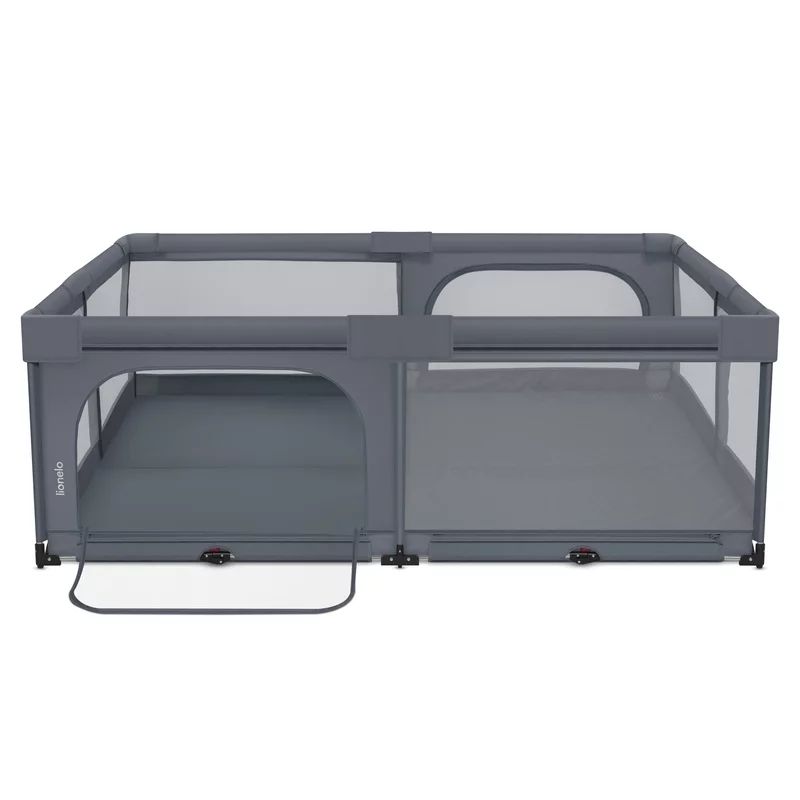 Tarc de joaca copii, Lionelo, Florence Easy Fold XL, 180 x 200 x 68 cm, Pliere, depliere automata, Include geanta de transport, Din plasa, Cu doua intrari laterale, 0-48 luni, Conform cu EN12227, Grey Stone