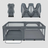 Tarc de joaca copii, Lionelo, Florence Easy Fold XL, 180 x 200 x 68 cm, Pliere, depliere automata, Include geanta de transport, Din plasa, Cu doua intrari laterale, 0-48 luni, Conform cu EN12227, Grey Stone