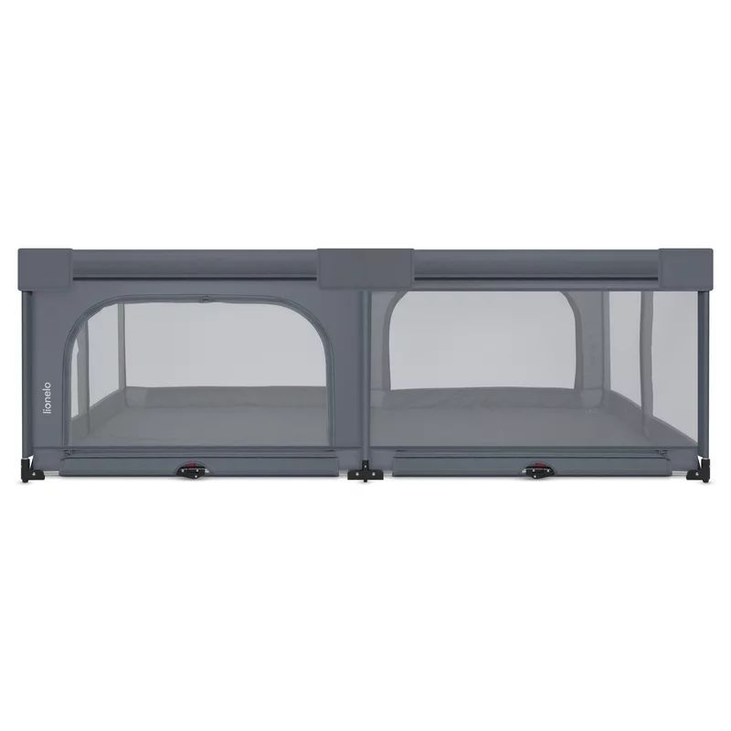 Tarc de joaca copii, Lionelo, Florence Easy Fold XL, 180 x 200 x 68 cm, Pliere, depliere automata, Include geanta de transport, Din plasa, Cu doua intrari laterale, 0-48 luni, Conform cu EN12227, Grey Stone