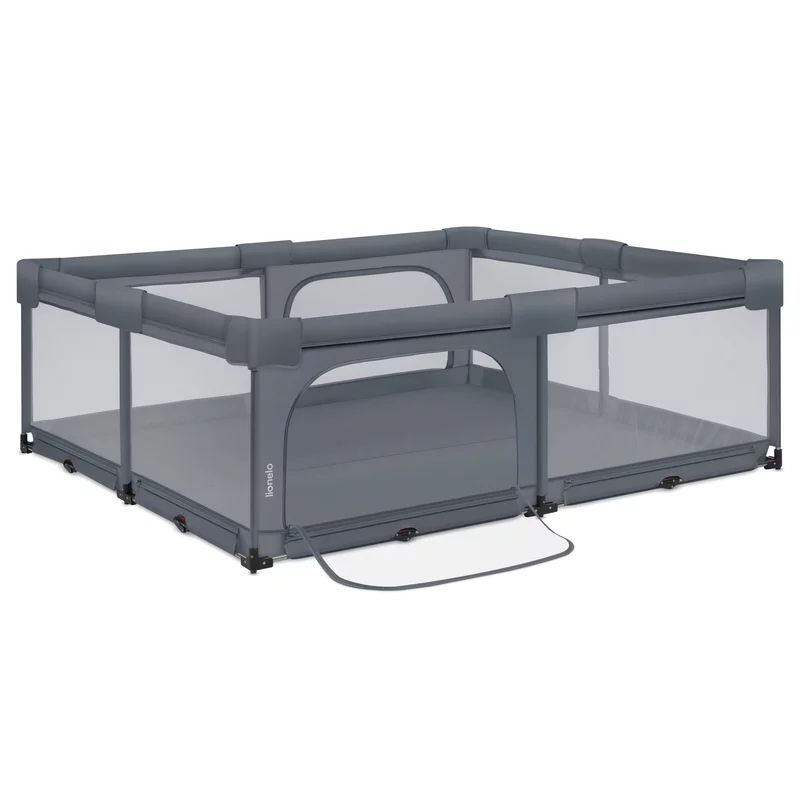 Tarc de joaca copii, Lionelo, Florence Easy Fold XL, 180 x 200 x 68 cm, Pliere, depliere automata, Include geanta de transport, Din plasa, Cu doua intrari laterale, 0-48 luni, Conform cu EN12227, Grey Stone