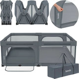 Tarc de joaca copii, Lionelo, Florence Easy Fold XL, 180 x 200 x 68 cm, Pliere, depliere automata, Include geanta de transport, Din plasa, Cu doua intrari laterale, 0-48 luni, Conform cu EN12227, Grey Stone