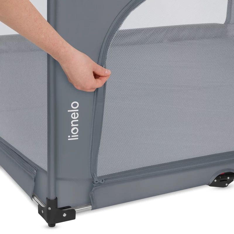 Tarc de joaca copii, Lionelo, Florence Easy Fold XL, 180 x 200 x 68 cm, Pliere, depliere automata, Include geanta de transport, Din plasa, Cu doua intrari laterale, 0-48 luni, Conform cu EN12227, Grey Stone