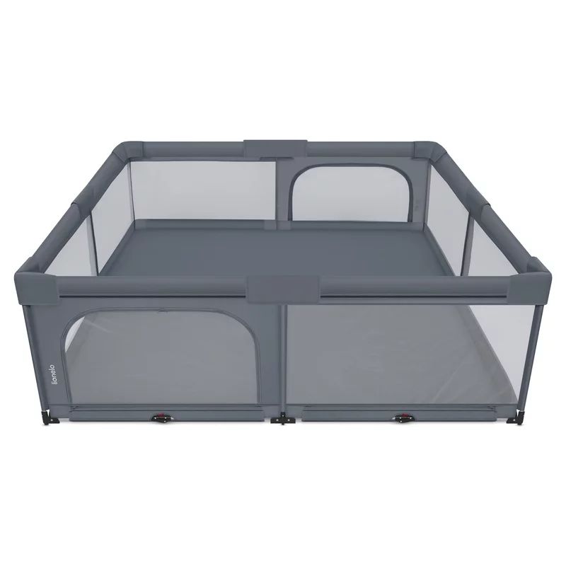 Tarc de joaca copii, Lionelo, Florence Easy Fold XL, 180 x 200 x 68 cm, Pliere, depliere automata, Include geanta de transport, Din plasa, Cu doua intrari laterale, 0-48 luni, Conform cu EN12227, Grey Stone