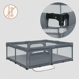 Tarc de joaca copii, Lionelo, Florence Easy Fold XL, 180 x 200 x 68 cm, Pliere, depliere automata, Include geanta de transport, Din plasa, Cu doua intrari laterale, 0-48 luni, Conform cu EN12227, Grey Stone