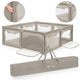 Tarc de joaca copii, Lionelo, Willow XL,180 x 200 cm, Pliere compacta, Include geanta de transport, Din plasa, Cu doua intrari laterale si fermoar, Cu ventuze pentru stabilitate, Conform cu EN 12227:2010, Bej