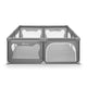 Tarc de joaca copii, Lionelo, Willow XL,180 x 200 cm, Pliere compacta, Include geanta de transport, Din plasa, Cu doua intrari laterale si fermoar, Cu ventuze pentru stabilitate, Conform cu EN 12227:2010, Gri