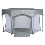 Tarc de joaca, FreeON, Hexagon, Pliabil, Intrare cu fermoar, Cu geanta de transport, 117 x 74 cm, Grey