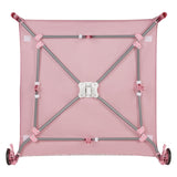 Tarc de joaca, Lionelo, Mille Plus, Pliabil, Include saltea cu densitate T25, 4 jucarii cu velcro, Manere textile, Geanta de transport, Cu roti si inchidere laterala, Pereti din plasa pentru vizibilitate si aerisire, 100 x 100 x 77 cm, Roz