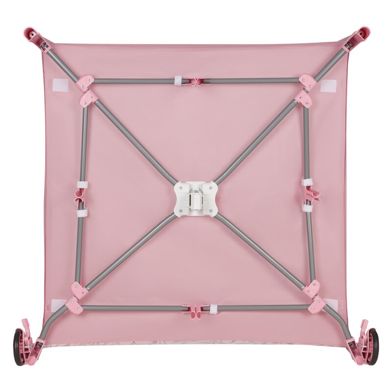 Tarc de joaca, Lionelo, Mille Plus, Pliabil, Include saltea cu densitate T25, 4 jucarii cu velcro, Manere textile, Geanta de transport, Cu roti si inchidere laterala, Pereti din plasa pentru vizibilitate si aerisire, 100 x 100 x 77 cm, Roz