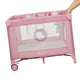 Tarc de joaca, Lionelo, Mille Plus, Pliabil, Include saltea cu densitate T25, 4 jucarii cu velcro, Manere textile, Geanta de transport, Cu roti si inchidere laterala, Pereti din plasa pentru vizibilitate si aerisire, 100 x 100 x 77 cm, Roz