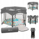 Tarc de joaca, Lionelo, Roel Plus, Pliere ultra-compacta, Sistem LockGuard impotriva plierii accidentale, Geanta de transport inclusa, Conform cu EN 12227:2010, 134x134x74 cm, 6 luni+, Multicolor