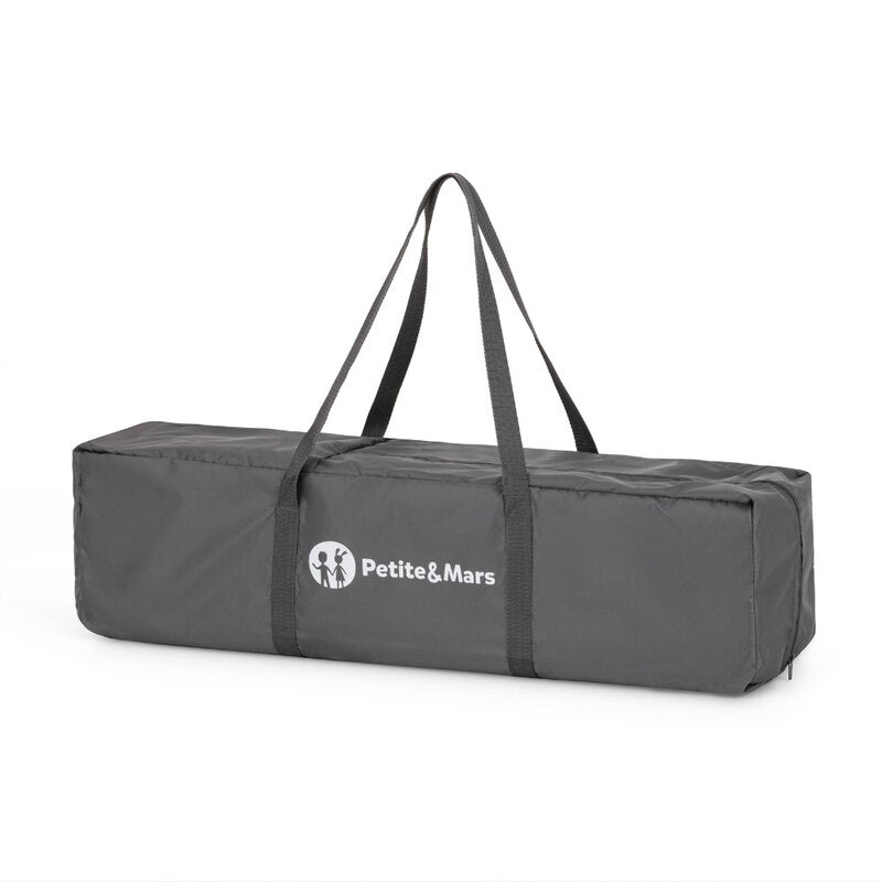 Tarc pliant, Petite&Mars, Nook, 90 x 90 cm, Pliere compacta, Include geanta de transport, Intrare laterala, Pereti din plasa, Structura stabila, Pana la 15 kg, 0 luni+, Gri