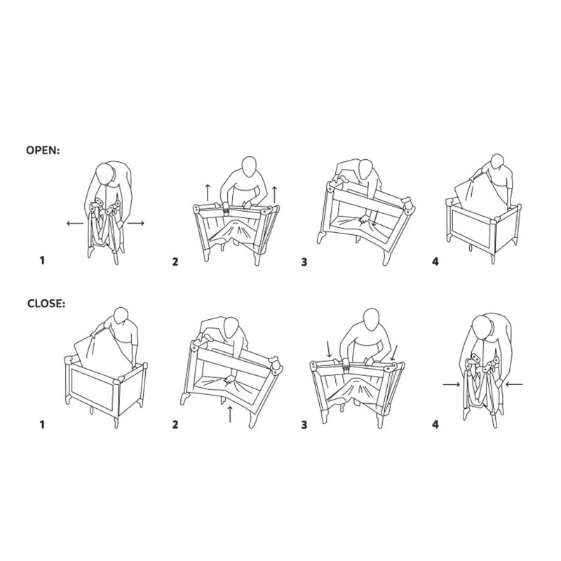 Tarc pliant, Petite&Mars, Nook, 90 x 90 cm, Pliere compacta, Include geanta de transport, Intrare laterala, Pereti din plasa, Structura stabila, Pana la 15 kg, 0 luni+, Gri