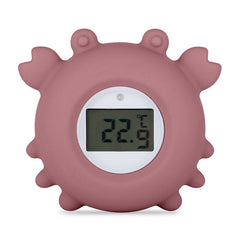 Temometru digital, Petite&Mars, Crabul Caleb, Multifunctional, Ecran usor de citit, Valoare precisa, Silicon Sigur, Avertizare temperatura, 0 luni+, Roz