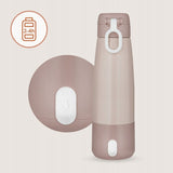 Termos inteligent cu incalzire, Lionelo, ThermUp Bottle, Incalzeste in 3.5 min, Mentine temperatura pana la 20 h, Constructie vidata cu 5 straturi, Capacitate 350 ml, USB-C, 5 setari de temperatura: 37-55°C, Roz nude