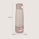 Termos inteligent cu incalzire, Lionelo, ThermUp Bottle, Incalzeste in 3.5 min, Mentine temperatura pana la 20 h, Constructie vidata cu 5 straturi, Capacitate 350 ml, USB-C, 5 setari de temperatura: 37-55°C, Roz nude