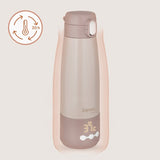 Termos inteligent cu incalzire, Lionelo, ThermUp Bottle, Incalzeste in 3.5 min, Mentine temperatura pana la 20 h, Constructie vidata cu 5 straturi, Capacitate 350 ml, USB-C, 5 setari de temperatura: 37-55°C, Roz nude