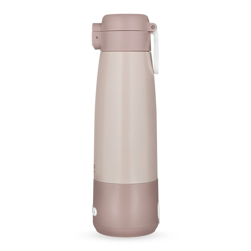 Termos inteligent cu incalzire, Lionelo, ThermUp Bottle, Incalzeste in 3.5 min, Mentine temperatura pana la 20 h, Constructie vidata cu 5 straturi, Capacitate 350 ml, USB-C, 5 setari de temperatura: 37-55°C, Roz nude