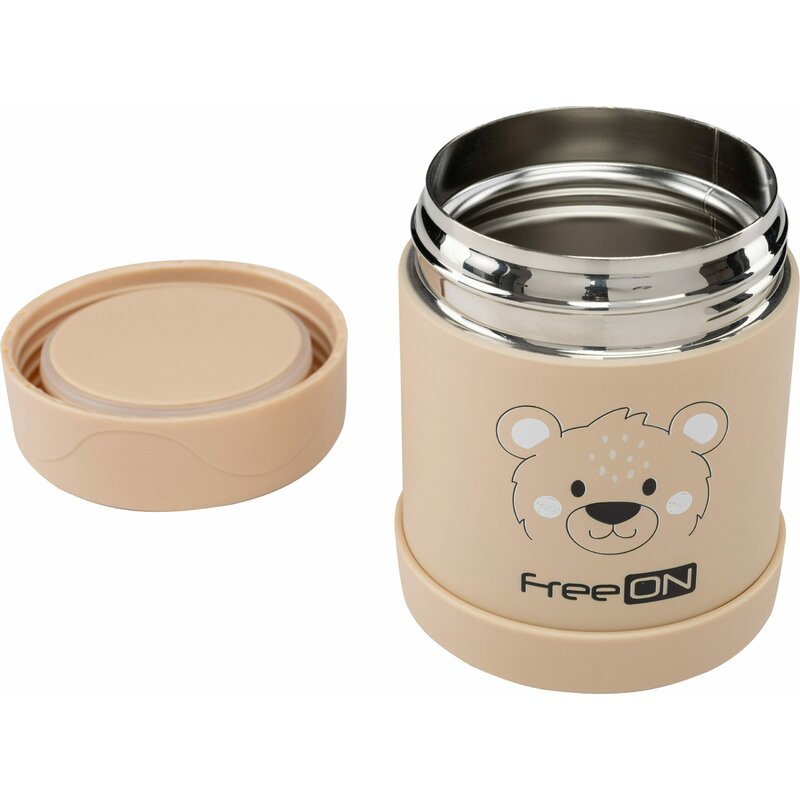 Termos, FreeON, Pentru alimente solide Din otel inoxidabil Mentine cald pana la 12 ore si rece pana la 24 ore, Beige Bear - gogobaby.ro