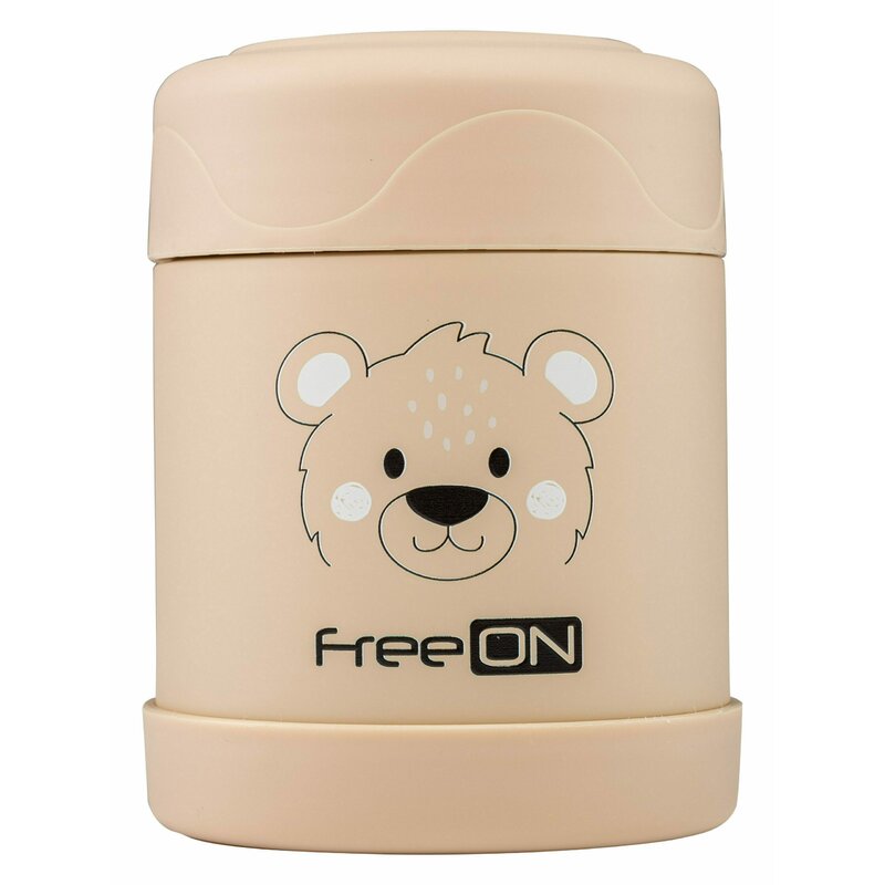 Termos, FreeON, Pentru alimente solide Din otel inoxidabil Mentine cald pana la 12 ore si rece pana la 24 ore, Beige Bear - gogobaby.ro