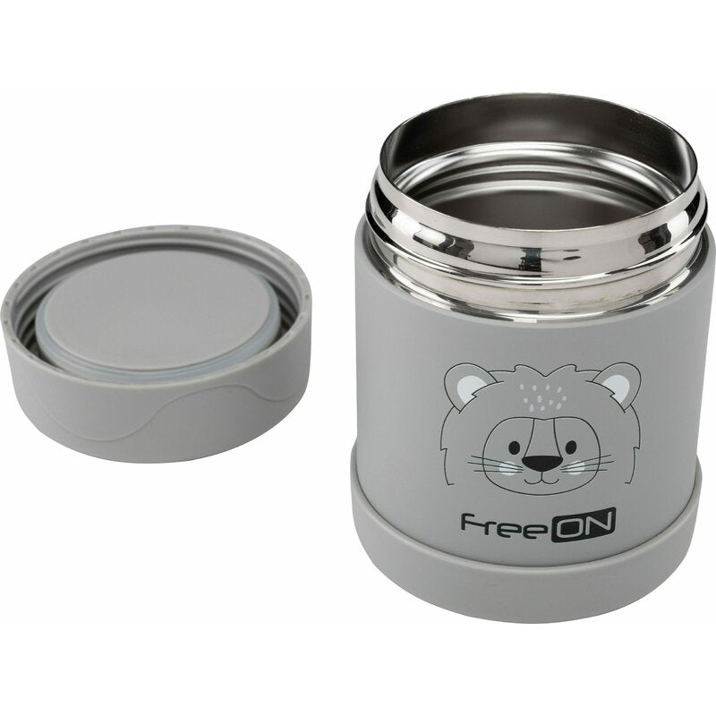 Termos, FreeON, Pentru alimente solide Din otel inoxidabil Mentine cald pana la 12 ore si rece pana la 24 ore, Grey Lion - gogobaby.ro