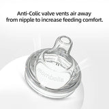 Biberon din sticla Anti-colici Mombella Classic, 180 ml, cu Tetină Silicon S - Flux Lent (0-3 Luni) - Ivory