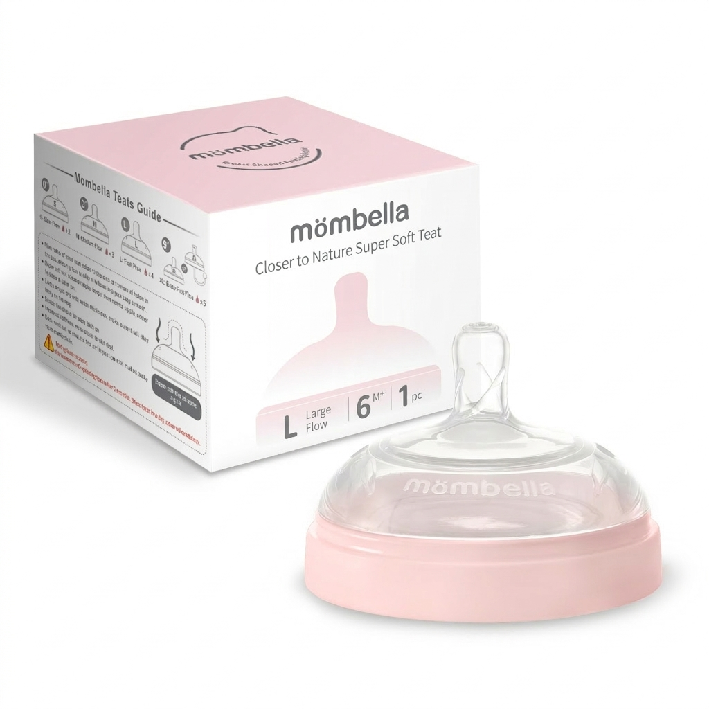 Tetină Anti-colici din silicon Mombella Breast Like, Flux Rapid (Mărimea L) - Old Rose - gogobaby.ro