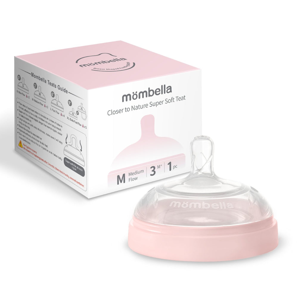 Tetină Anti-colici din silicon Mombella Breast Like, Flux Mediu (Mărimea M) - Old Rose