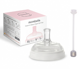 Tetină anti-colici cu pai si greutate, Mombella Breast Like, Flux Consistent (Mărimea XL) - Ivory