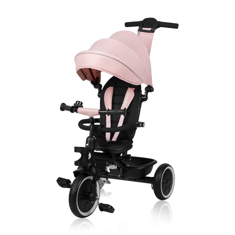 Tricicleta copii, Lionelo, Berry, 2 in 1, Multifunctionala, Suport picioare, Control al directiei, Scaun reversibil, Rotire 360 grade, Functie de roata libera, Utilizare pana la 5 ani, Constructie din otel, Conform cu standardul EN71, Roz - gogobaby.ro