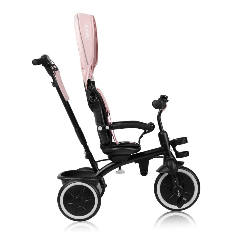 Tricicleta copii, Lionelo, Berry, 2 in 1, Multifunctionala, Suport picioare, Control al directiei, Scaun reversibil, Rotire 360 grade, Functie de roata libera, Utilizare pana la 5 ani, Constructie din otel, Conform cu standardul EN71, Roz - gogobaby.ro