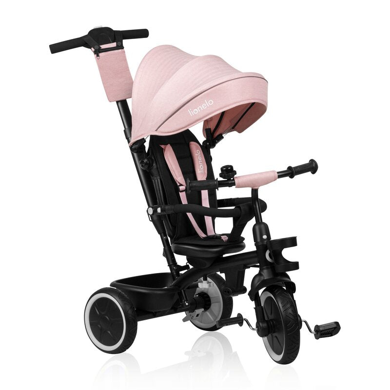 Tricicleta copii, Lionelo, Berry, 2 in 1, Multifunctionala, Suport picioare, Control al directiei, Scaun reversibil, Rotire 360 grade, Functie de roata libera, Utilizare pana la 5 ani, Constructie din otel, Conform cu standardul EN71, Roz - gogobaby.ro