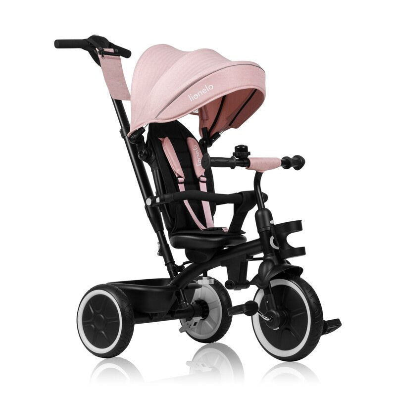 Tricicleta copii, Lionelo, Berry, 2 in 1, Multifunctionala, Suport picioare, Control al directiei, Scaun reversibil, Rotire 360 grade, Functie de roata libera, Utilizare pana la 5 ani, Constructie din otel, Conform cu standardul EN71, Roz - gogobaby.ro