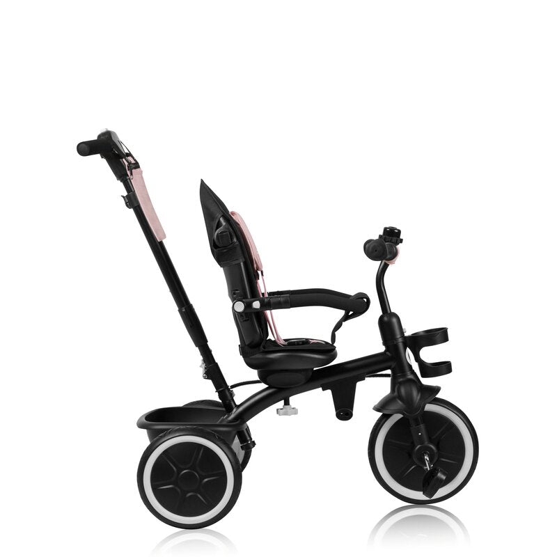 Tricicleta copii, Lionelo, Berry, 2 in 1, Multifunctionala, Suport picioare, Control al directiei, Scaun reversibil, Rotire 360 grade, Functie de roata libera, Utilizare pana la 5 ani, Constructie din otel, Conform cu standardul EN71, Roz