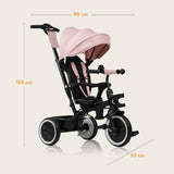 Tricicleta copii, Lionelo, Berry, 2 in 1, Multifunctionala, Suport picioare, Control al directiei, Scaun reversibil, Rotire 360 grade, Functie de roata libera, Utilizare pana la 5 ani, Constructie din otel, Conform cu standardul EN71, Roz